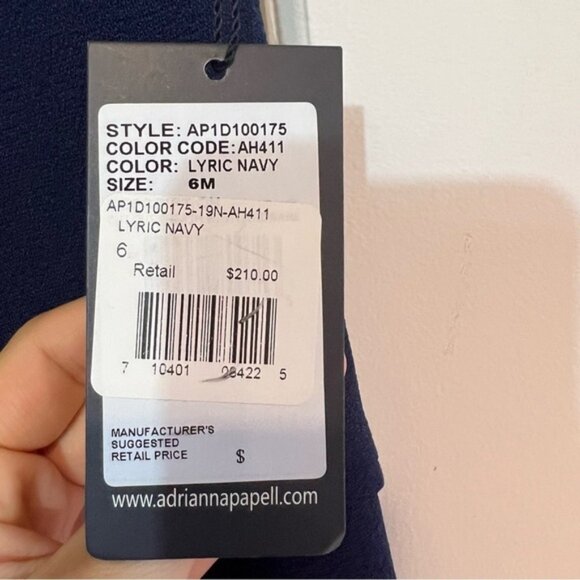 Adrianna Papell navy studded sheath dress with cut out  & asymmetrical seams, NW - Picture 11 of 13
